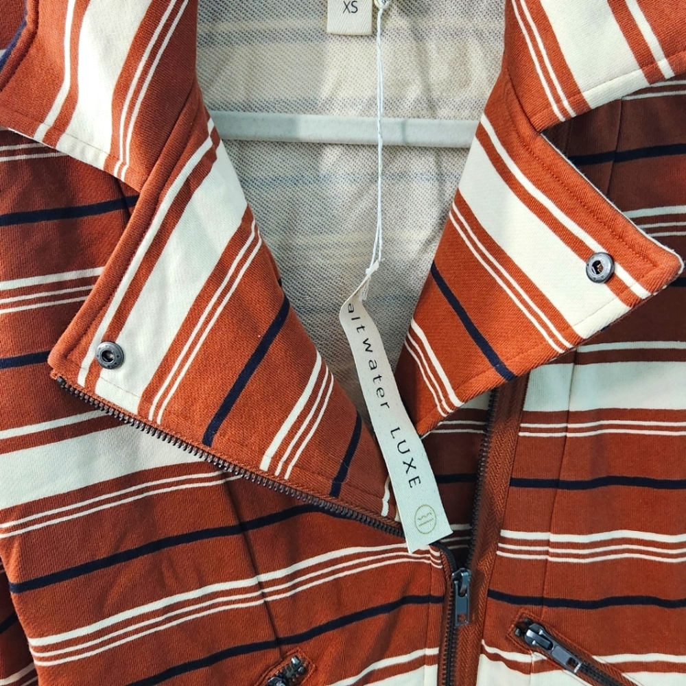Saltwater Luxe Striped Jacket NWT Cream Navy Rust XS - Picture 3 of 6